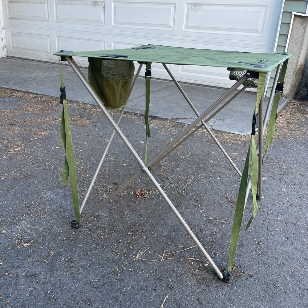 Alps Mountaineering Green Folding Camping Table with Cup Holders - Picture 2 of 4